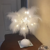 Bedroom Indoor Decorative Lights, Romantic Gift Birthday Lights, Feather Lights Table Night Light, Valentine's Day, Birthday Gifts White, Without Battery