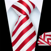 Ricnais Set of 2 Men's 8cm Striped Tie and Square Scarf High Quality Classic Fashion Wedding Party Business Tie Set Men's Wedding Accessories Home Gift Christmas Gift Party Gift