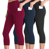 3pcs Set, Standard Size High Waist 7-point Women's Pants with Practical Side Pockets, High Elastic Body Shaping Leggings, Super Soft Tummy-controlling, Non-see-through Shorts.