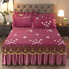 Single Piece Short Plush Bed Cover