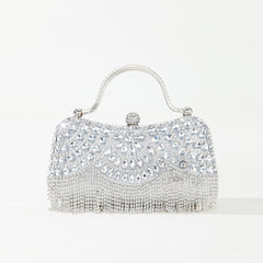 Rhinestone Tassel Portable Chain Box Dinner Bag Women