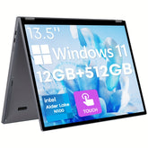 CHUWI FreeBook 2-in-1 Touch Screen Windows 11 Laptop, 13.5'' 2256*1504 IPS Display, 512GB PCIe SSD 12GB RAM, 12th Gen Intel N100, WiFi6, BT5.2, Backlit Keyboard, 1TB SSD Expand, Type-C, PD 2.0, Webcam, 360 Rotating, NoteBook
