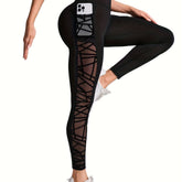 Women's Sports Yoga Leggings, Butt Lifting Mesh Stitching Pockets Sports Pants, Tight Leggings, Sports Pants, Women's Pants