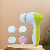 5-in-1 Electric Facial Brush & Body Massager - Battery-Powered Beauty Tool for Deep Cleansing, Exfoliating & Skin Care, Facial Cleaner