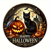 Vintage Wooden Wreath Sign 7.87''x7.87'' - Halloween & Fall Decor, Multi-Purpose Art for Home, Kitchen, Garden, Yard, Balcony, Indoor & Outdoor Use, Wall Hanging, English Text, Holiday Ornament