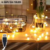1pc Globe String Light, 10/20/30/40/80 Led Fairy Light, Usb Power, Camping Outdoor Universal Lamp, For Indoor And Outdoor Party Wedding Garden Tree Bedroom Ramadan Valentine's Day Decoration