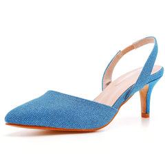 6cm Low-cut Pointed-toe Color-changing Cloth Plus Size Sandals