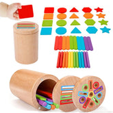 Jouets Montessori pour tout-petits en bois 3 en 1, tasse de tri de couleurs, jouet éducatif précoce, forme assortie, jouet à motricité Fine, Puzzle, cadeaux