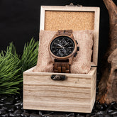 BOBO BIRD Men's Handmade Vintage Wooden Wristwatch, New Quartz Wooden Watch with Elegant Natural Wood, Unique and Personalized