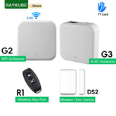RAYKUBE TT LOCK G2 passerelle Wifi sans fil Hub RJ45 filaire G3 passerelle/TT serrure porte-clés télécommande/capteur de porte pour serrure intelligente