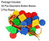 Montessori Educational Toys for Children, 30 Pieces, Early Learning Geometric Blocks, Threading Knobs, GYH Educational Tools