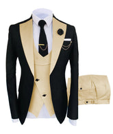 Men's Regular Fit Tuxedo Set, Dipped Jacket, Jacket and Enamel FJD, Popular Clothing, Luxury, Party, Stage, GroomTIME, New, 3 Pieces