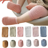 Ensemble de chaussettes et genouillères pour bébé, pour filles et garçons, couleur unie, antidérapantes, sécurité pour enfants rampantes, protection des jambes et des genoux
