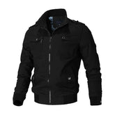 Men's bomber jacket, casual fashion, windproof jacket, coat, men's 2025 spring/autumn new warm outerwear, solid color, slim fit.