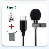 Mini Clip-on Lapel Microphone, for Lightning Type-C, USB 3.5mm, for iPhone, iPad, Android, Smartphone, PC, Laptops