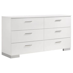Dulcey White High Gloss 5-piece Eastern King Bedroom Set