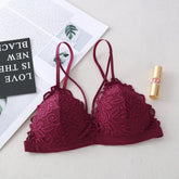Wireless floral lace bralette push-up bra for women, V-neck bralette, padded underwear, sexy intimate lingerie