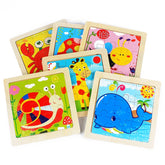 Jouet pour enfants Puzzle en bois petite taille 11*11 cm Puzzle 3D en bois pour enfants bébé dessin animé Animal/puzzle de circulation jouet éducatif
