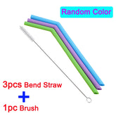 Reusable, food-grade silicone drinking straws, foldable and flexible, with book brushes, bar party supplies, recyclable