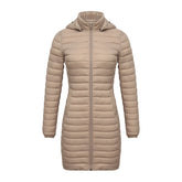 SANTELON Women's Winter Loose Long Parka Coat with Removable Hood, Solid Color, Ultralight, Portable, Warm, Padded Cotton Outerwear