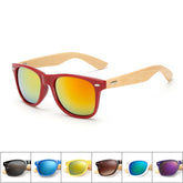 Lunettes de soleil carrées en bois de bambou pour hommes et femmes, design de marque, revêtement miroir, rétro, UV400