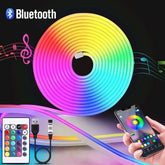5V USB RGB néon LED bande Bluetooth App avec télécommande étanche néon bande RGB bande pour la décoration de la pièce à la maison éclairage