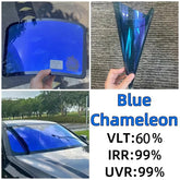 Film caméléon bleu 50/76/100cm, largeur 50/76/100cm, pour vitres de voiture, teinte Chanage, autocollant en verre, feuilles de protection décoratives solaires