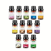 12 types d'huiles essentielles biologiques, kit d'huiles essentielles d'aromathérapie pour diffuseur, humidificateurs, aromathérapie, fabrication de bougies (10 ml)