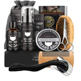 Complete men's beard care set, beard comb, balm, double-sided comb with roller, beard growth liquid, 5/7/8 pieces