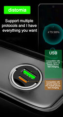 Smart car charger with mini rib ring, USB + PD port, GNE charger, PD30W