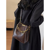 Sac seau à chaîne en cuir PU pour femmes, sac à main tendance coréenne, sacoche à bandoulière, 2025