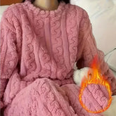 Ensemble pyjama chaud en velours de corail doux pour femmes, vêtements d'extérieur confortables pour l'hiver, cadeau de noël pour la rentrée scolaire 
