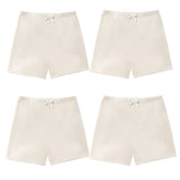 Girls' 4-Piece Panties, Breathable Soft Cotton Safety Pants, Solid Color Underwear, Fashionable Four-Season Leggings for Ages 2-13