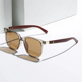 Classic sunglasses with a chunky wood grain for men and women, retro, oversized, square, masculine and feminine fashion, for summer holidays, driving shades