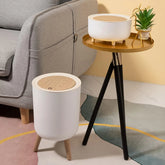 Poubelle ronde avec couvercle, poubelle blanche avec pied, corbeille à papier, poubelle pour chambre, cuisine, bureau, salon