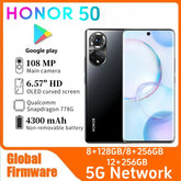 HONOR 50 Smartphone firmware mondial 4300mAH 8GB RAM 256GB ROM 6.57 pouces téléphone 2340x1080HD 32 + 108MP 5G réseau téléphones mobiles utilisés