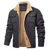 2025 Fashion Men's Fleece Jacket Solid Color Thick Warm Outerwear Tops High Quality Autumn Winter Casual Coats Black Men's Jackets