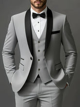 Men's 3-piece suit set, jacket + vest + trousers, fashionable and high quality, suitable for weddings, parties and formal occasions.