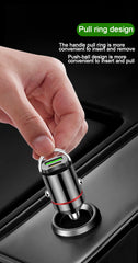 Smart car charger with mini rib ring, USB + PD port, GNE charger, PD30W