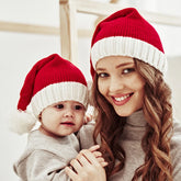 Chapeau de noël tricoté pour bébé, mignon, pompon, bonnet doux pour adulte et enfant, chapeau de père noël, cadeau du nouvel an pour enfant, décoration de noël 2023