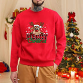 Men's Christmas crew neck sweater, casual, long sleeves, cute, merry Christmas, red, autumn and winter