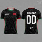 Men's Unisex 2026 Morocco Flag Print Quick Dry Breathable Football Jersey, Customizable with Name and Number