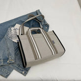 Luxury women's bag, women's handbag, women's shoulder bag, linen fabric handbags for women, large capacity striped shoulder bag, shopping tote bag, latest plain design, launched, quality, 2024