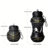 The children folded the outdoor sports water cups, basketball/football bottle, portable leakproof water bottle for children and students, can be hung on a backpack