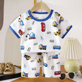 Ensemble de vêtements d'été en pur coton pour enfants, t-shirt à manches courtes avec Short, dessin animé mignon, pyjama décontracté pour bébés en bas âge