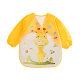 Stain-resistant bib for babies 0-3 years old, long-sleeved coat with strap, soft, cute, cartoon pattern, D343