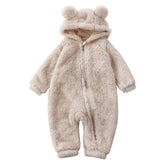 Winter baby clothes for ages 0-24 months, cute cartoon bear romper, pajamas for infant boys and girls, animal costume, zip-up jumpsuit