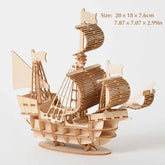 Wooden 3D puzzle, handmade mechanical toy model, construction set, assembly required, boat model, ornament, Christmas gift, 1 piece