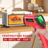 Pistolet thermomètre infrarouge -50 ~ 500 ° Pistolet de température Laser sans contact C, capteur de température portatif, pyromètre numérique LCD rétroéclairé