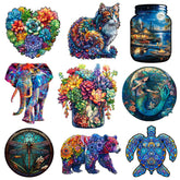Puzzle en bois - Succulent coloré - Puzzle en bois pour adultes et enfants - Puzzle en bois animal de forme unique - Puzzle pour adultes